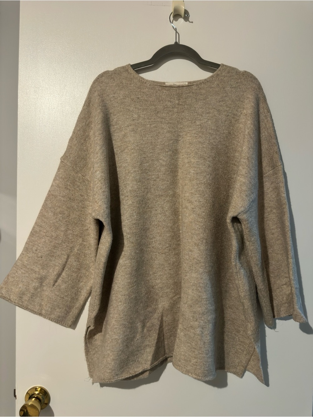 Relaxed Scoop-Neck Women's Sweater in Light Taupe